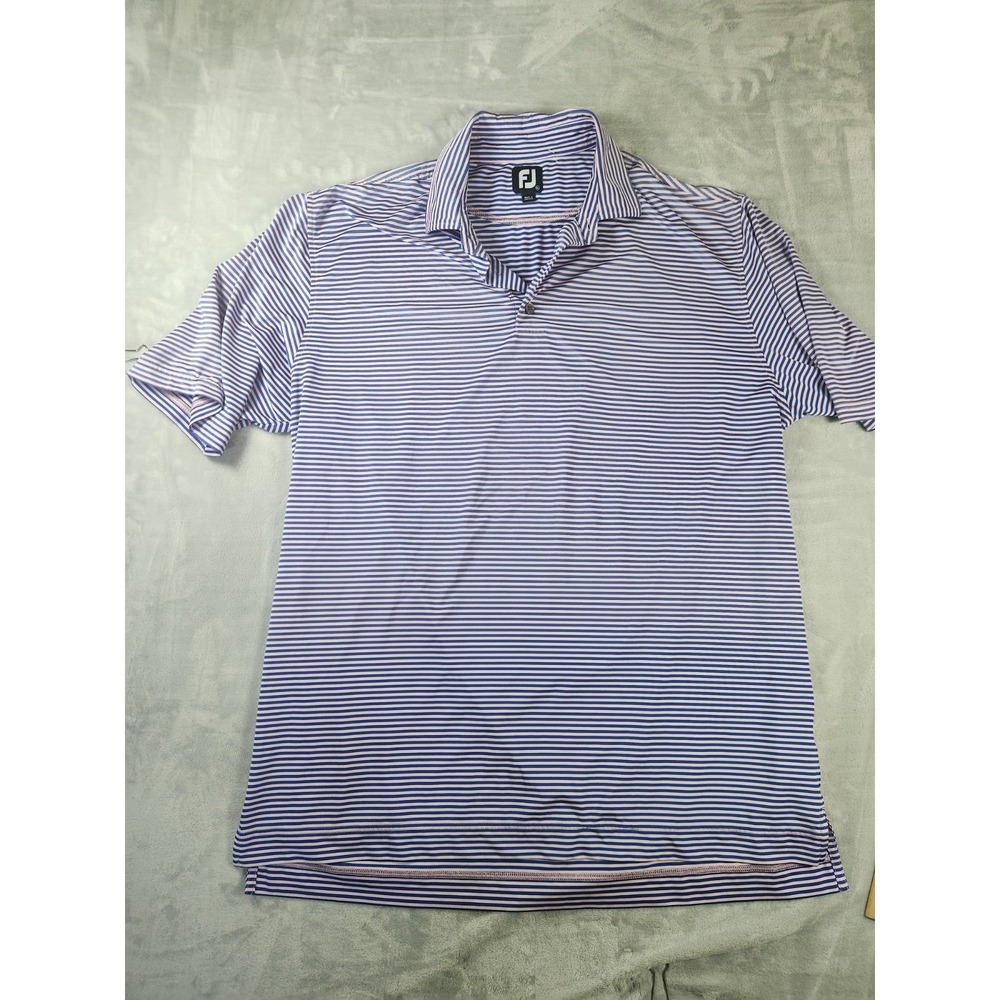 FootJoy‎ Polo Shirt Adult XL Blue Pink Striped Golf Performance FJ Mens